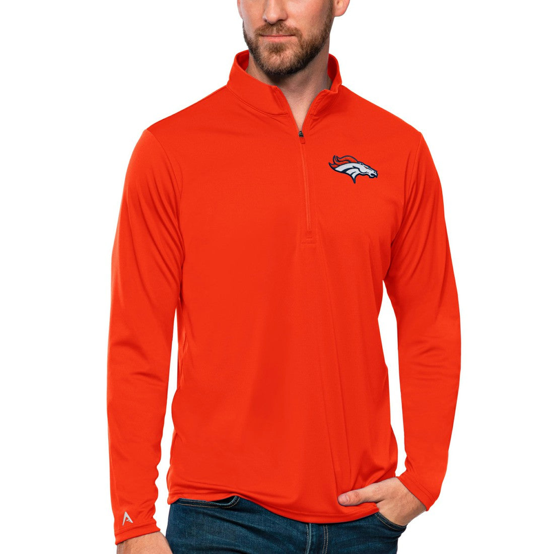 NFL Denver Broncos Antigua Tribute Quarter-Zip Lightweight Pullover Top