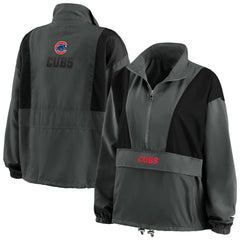 Chicago Cubs WEAR by Erin Andrews Women's Packable Half-Zip Jacket - Charcoal