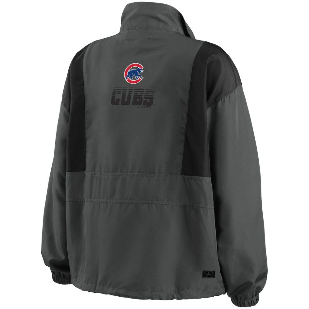 Chicago Cubs WEAR by Erin Andrews Women's Packable Half-Zip Jacket - Charcoal