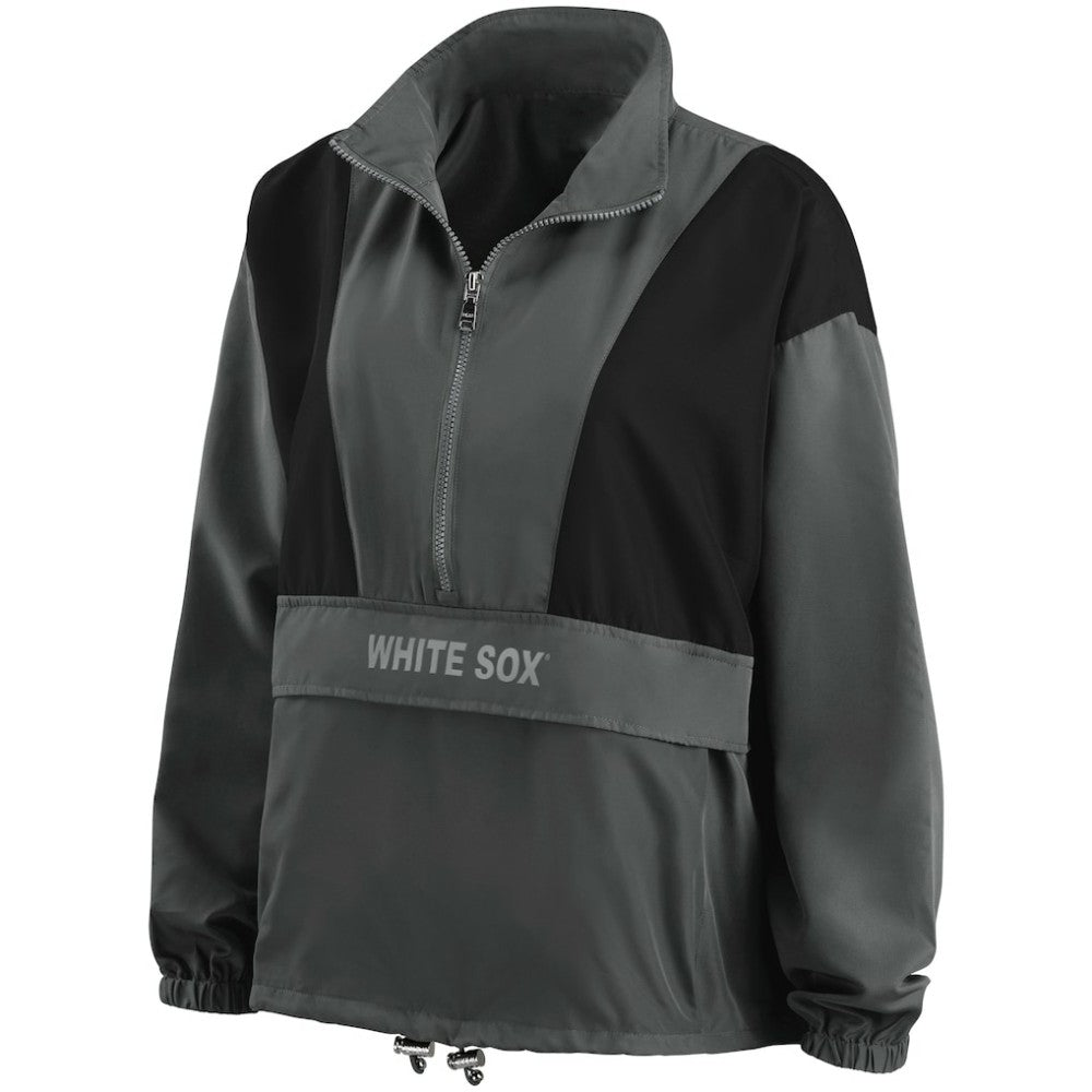 Chicago White Sox WEAR by Erin Andrews Women's Packable Half-Zip Jacket - Charcoal