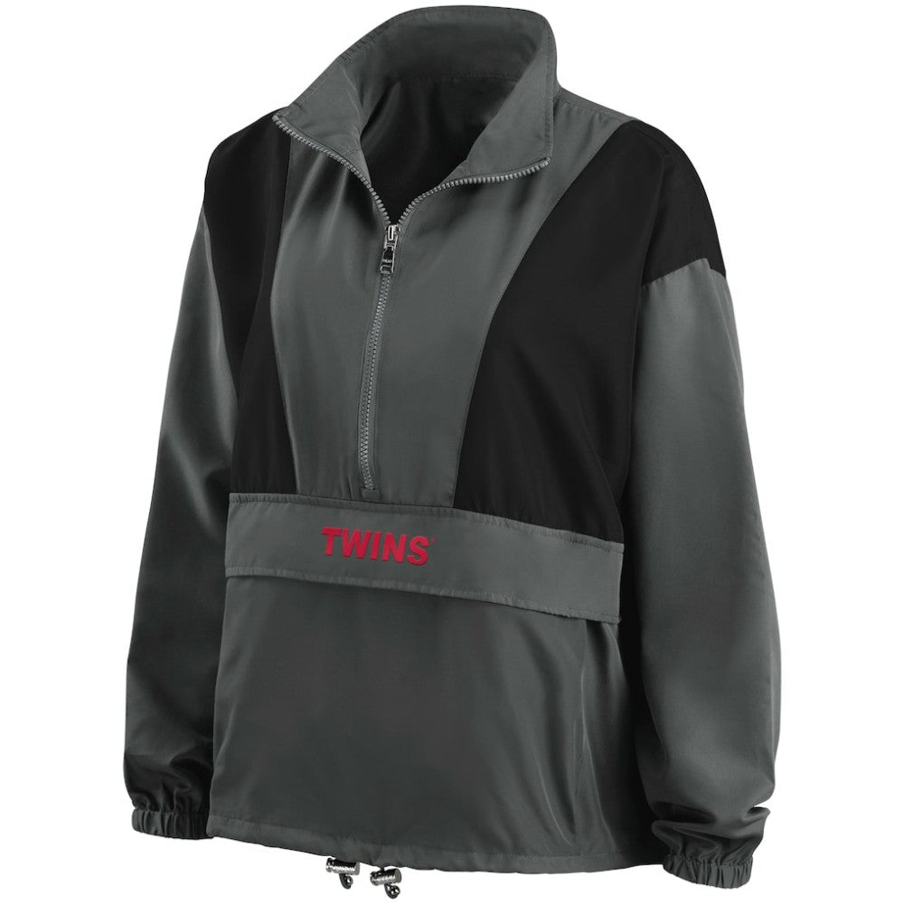 Minnesota Twins WEAR by Erin Andrews Women's Packable Half-Zip Jacket - Charcoal