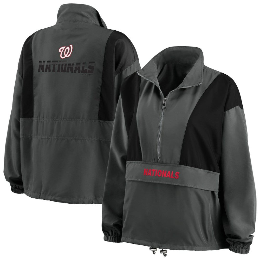 Washington Nationals WEAR by Erin Andrews Women's Packable Half-Zip Jacket - Charcoal