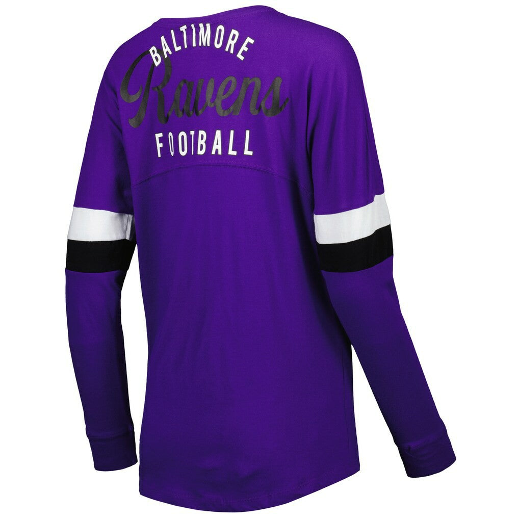 NFL Baltimore Ravens Women's Athletic Varsity Lace-Up Lightweight Long Sleeve T-Shirt