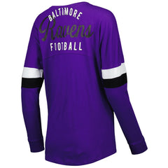 NFL Baltimore Ravens Women's Athletic Varsity Lace-Up Lightweight Long Sleeve T-Shirt