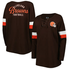 NFL Cleveland Browns Women's Athletic Varsity Lace-Up Lightweight Long Sleeve T-Shirt