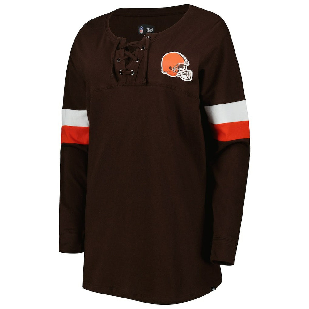 NFL Cleveland Browns Women's Athletic Varsity Lace-Up Lightweight Long Sleeve T-Shirt