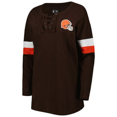 NFL Cleveland Browns Women's Athletic Varsity Lace-Up Lightweight Long Sleeve T-Shirt
