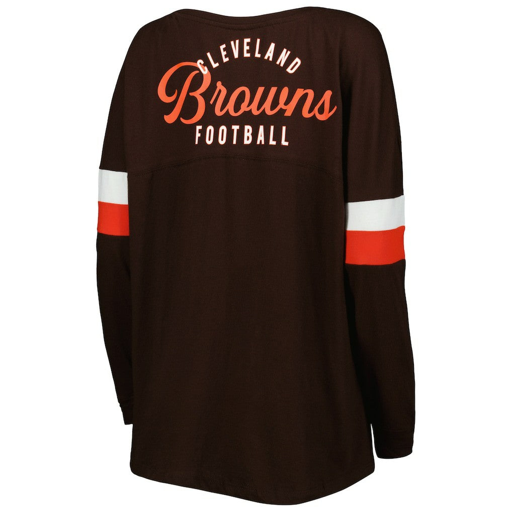 NFL Cleveland Browns Women's Athletic Varsity Lace-Up Lightweight Long Sleeve T-Shirt