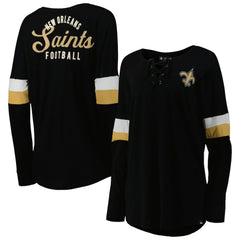 NFL New Orleans Saints Women's Athletic Varsity Lace-Up Lightweight Long Sleeve T-Shirt