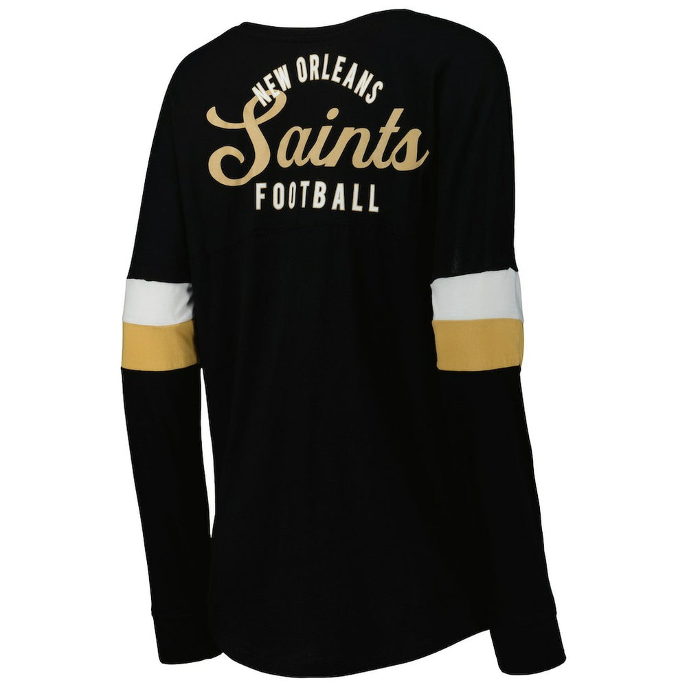 NFL New Orleans Saints Women's Athletic Varsity Lace-Up Lightweight Long Sleeve T-Shirt