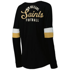 NFL New Orleans Saints Women's Athletic Varsity Lace-Up Lightweight Long Sleeve T-Shirt
