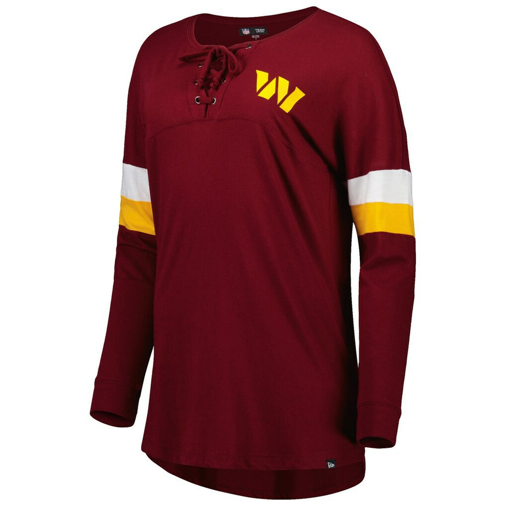 NFL Washington Commanders Women's Athletic Varsity Lace-Up Lightweight Long Sleeve T-Shirt