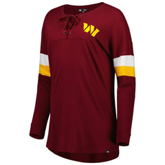 NFL Washington Commanders Women's Athletic Varsity Lace-Up Lightweight Long Sleeve T-Shirt