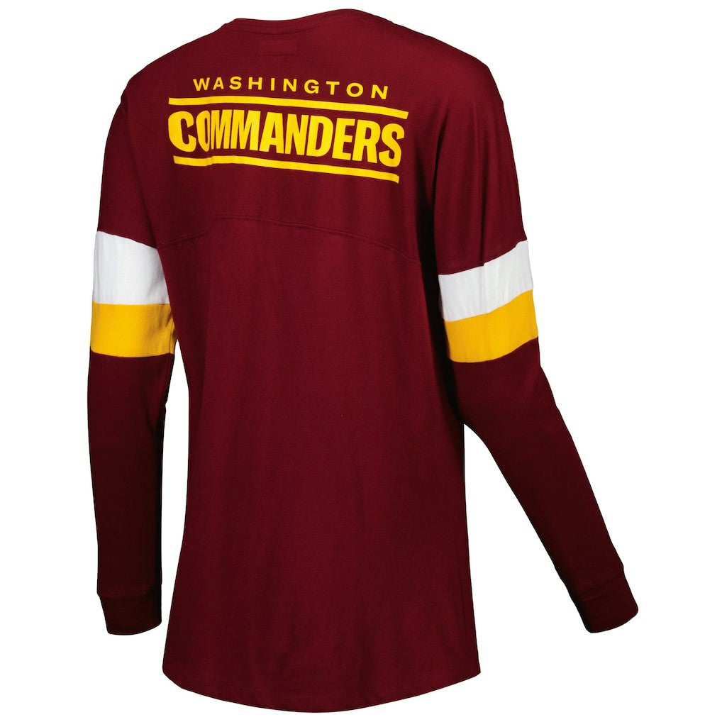 NFL Washington Commanders Women's Athletic Varsity Lace-Up Lightweight Long Sleeve T-Shirt
