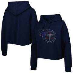 NFL Tennessee Titans Cuce Women's Crystal Logo Cropped Pullover Hoodie