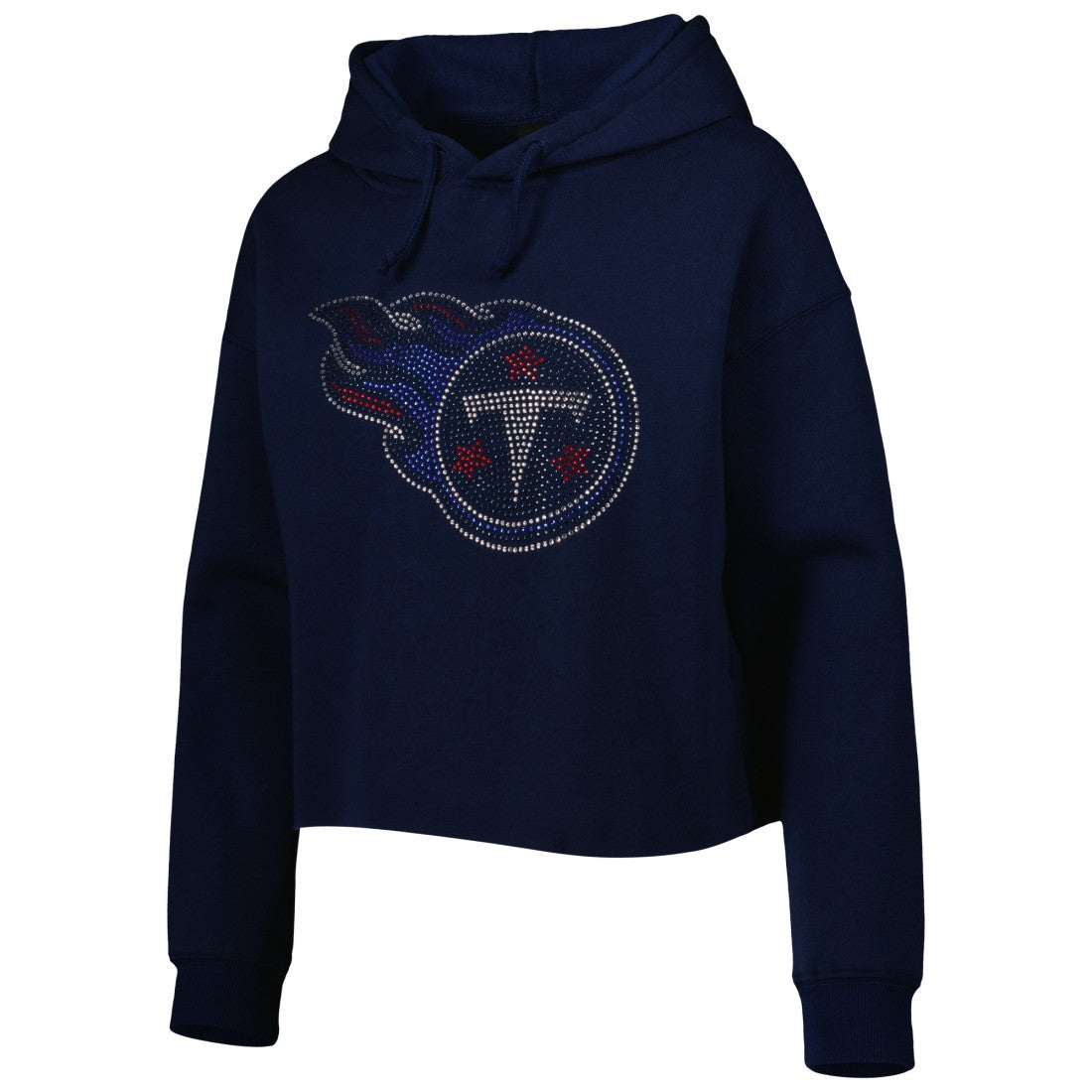 NFL Tennessee Titans Cuce Women's Crystal Logo Cropped Pullover Hoodie