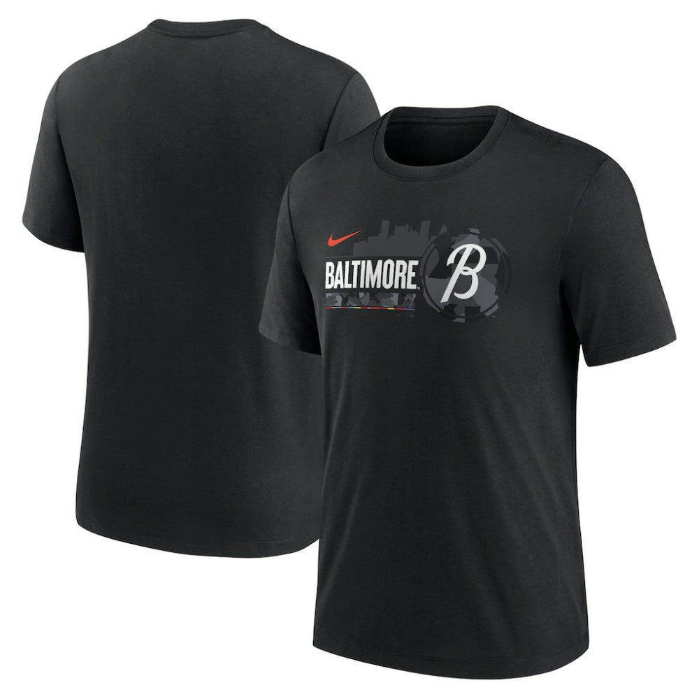 Baltimore Orioles City Connect Tri-Blend T-Shirt - Black | Nike