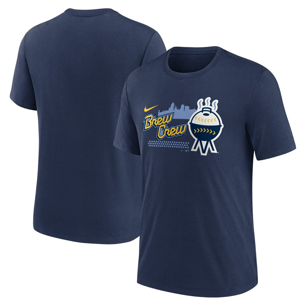 Milwaukee Brewers City Connect Tri-Blend T-Shirt - Navy | Nike