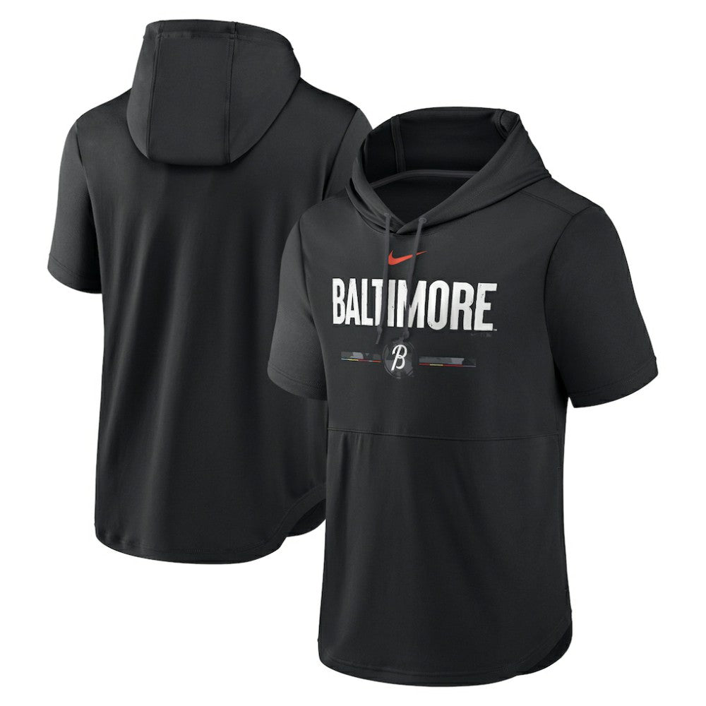 Baltimore Orioles City Connect Short Sleeve Pullover Hoodie - Black | Nike