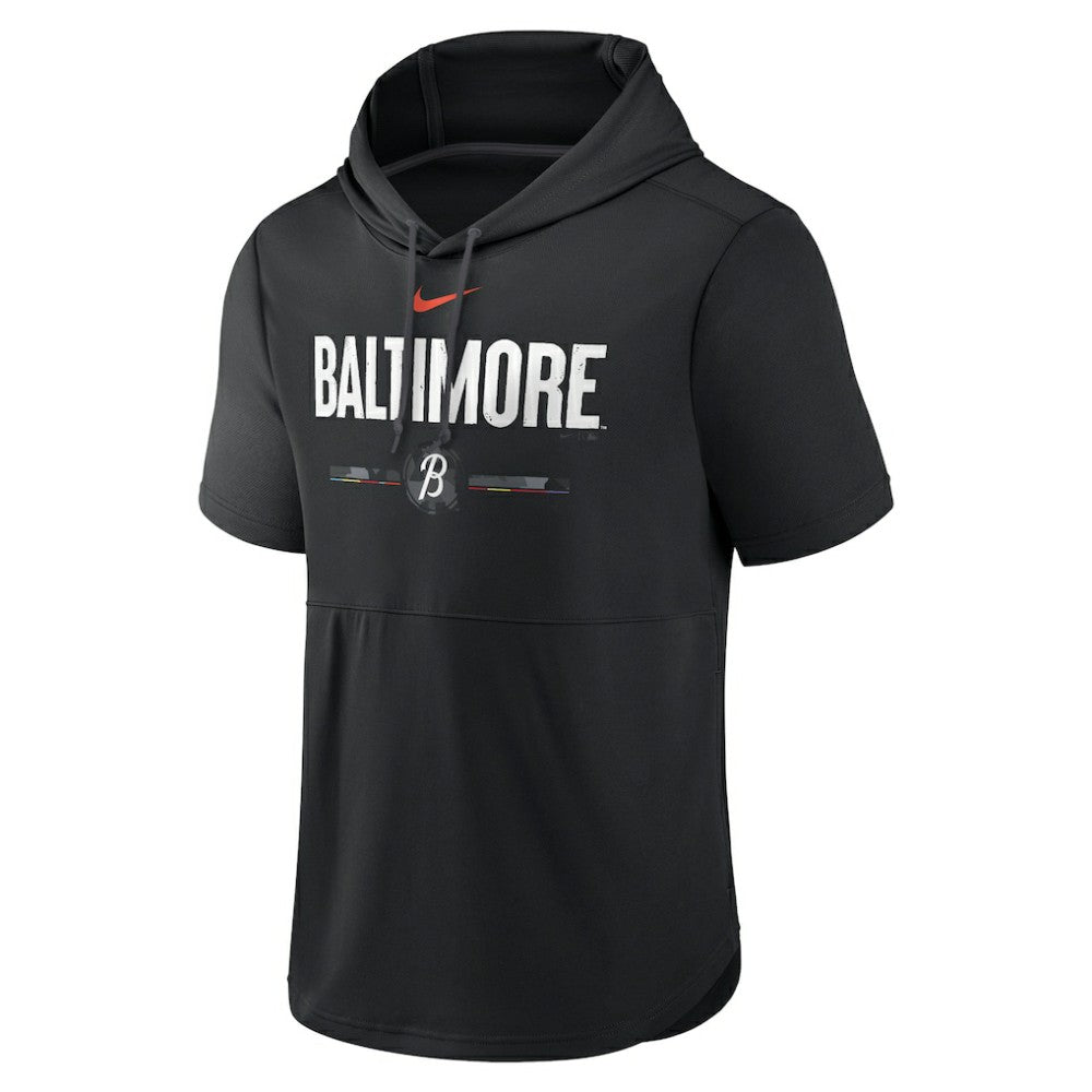 Baltimore Orioles City Connect Short Sleeve Pullover Hoodie - Black | Nike