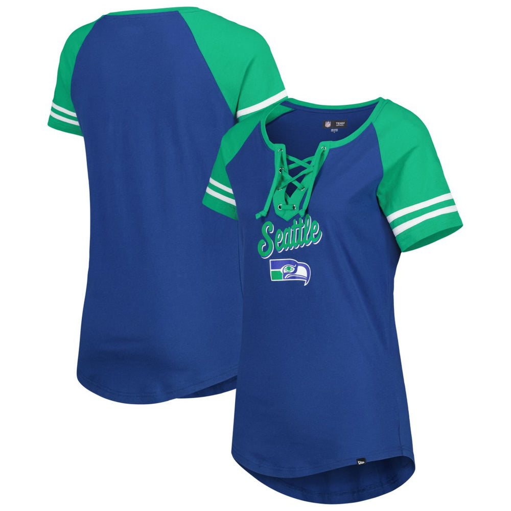 NFL Seattle Seahawks Women's Legacy Lace-Up Raglan T-Shirt