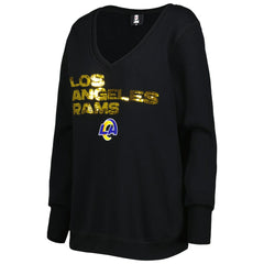 NFL Los Angeles Rams Cuce Women's Sequin Logo V-Neck Pullover Sweatshirt