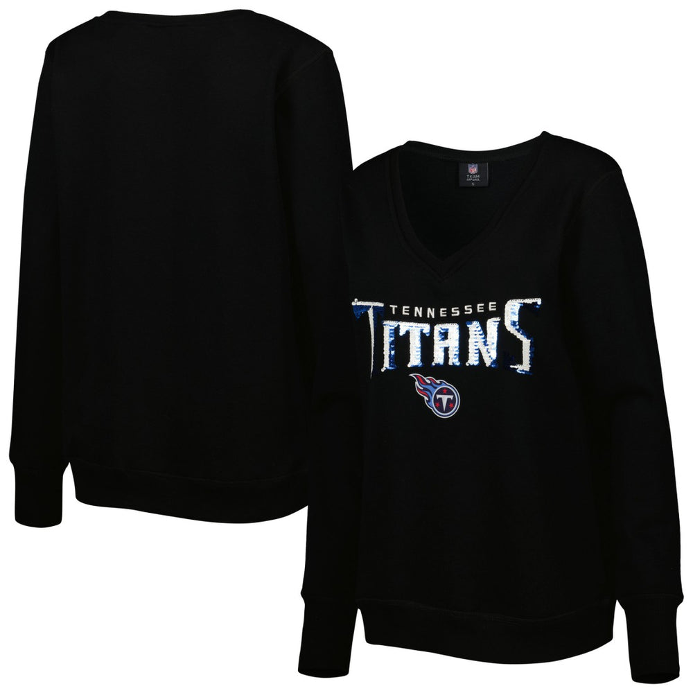 NFL Tennessee Titans Cuce Women's Sequin Logo V-Neck Pullover Sweatshirt
