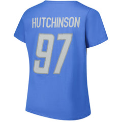 NFL Detroit Lions Aidan Hutchinson  Women's Plus Size Fair Catch Name & Number Scoop Neck T-Shirt