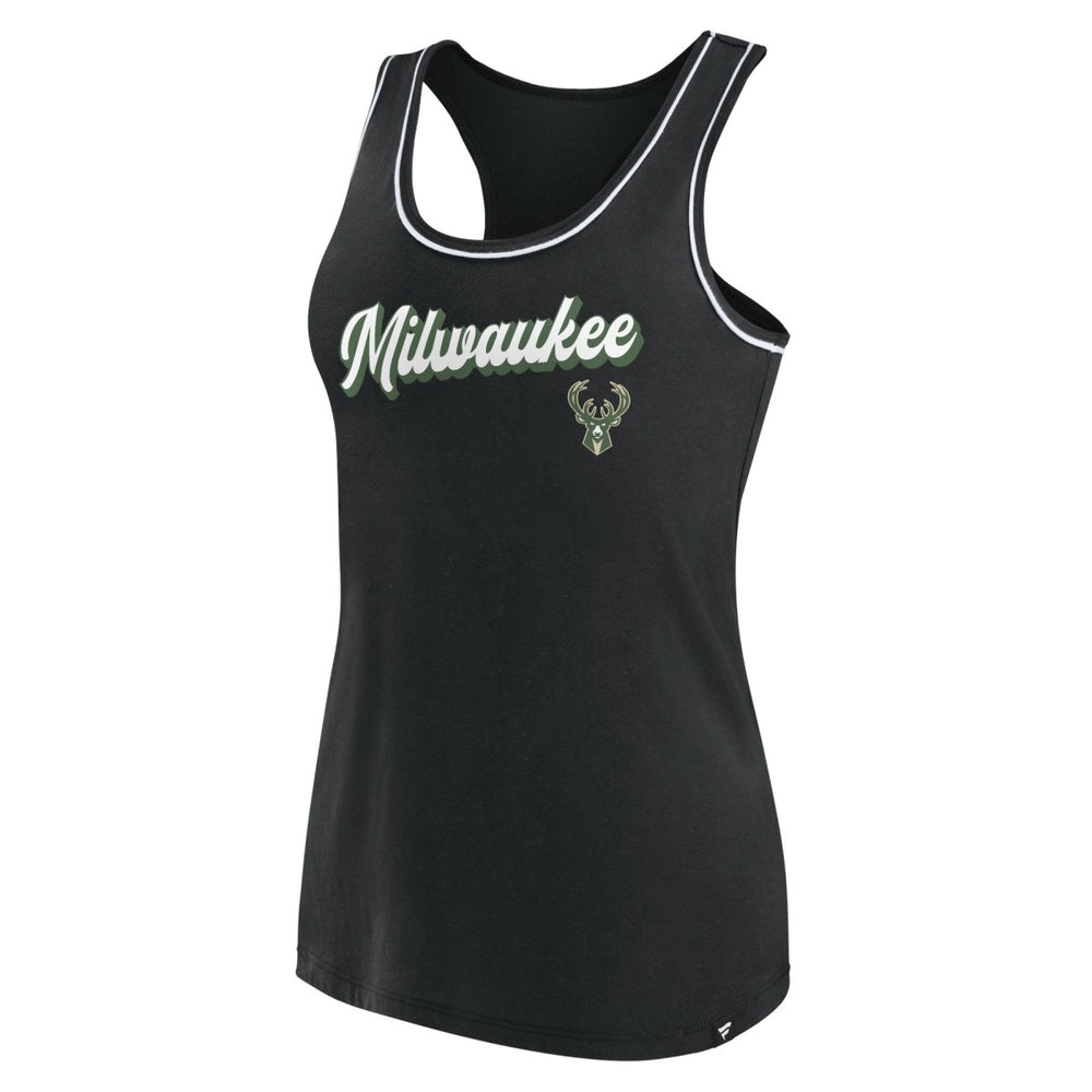 Milwaukee Bucks Women's Wordmark Logo Racerback Tank Top - Black | Fanatics discount