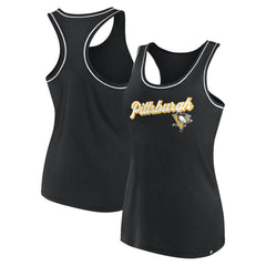Pittsburgh Penguins Fanatics Women's Wordmark Logo Racerback Scoop Neck Tank Top