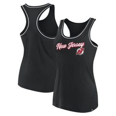 New Jersey Devils Fanatics Women's Wordmark Logo Racerback Scoop Neck Tank Top
