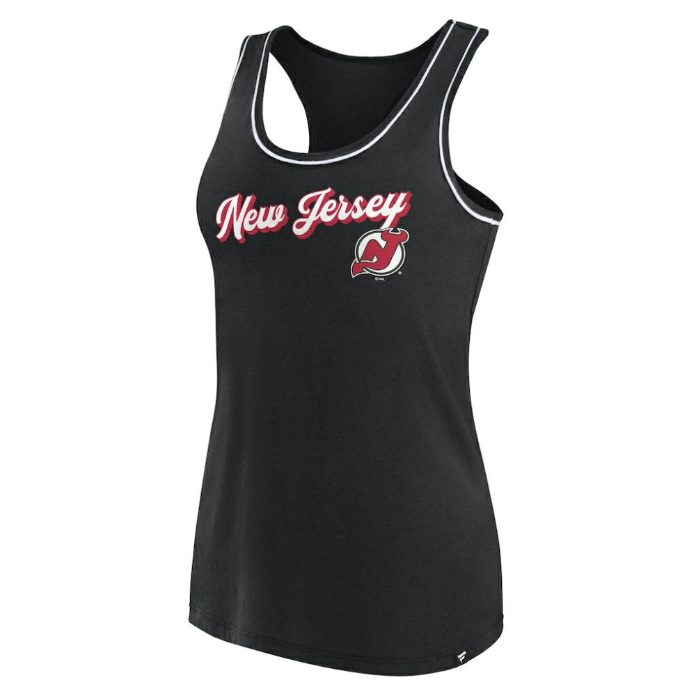 New Jersey Devils Fanatics Women's Wordmark Logo Racerback Scoop Neck Tank Top