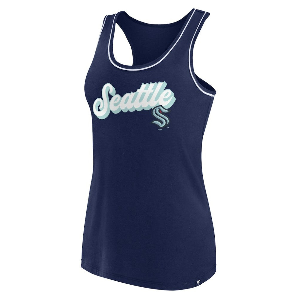 Seattle Kraken Fanatics Women's Wordmark Logo Racerback Scoop Neck Tank Top
