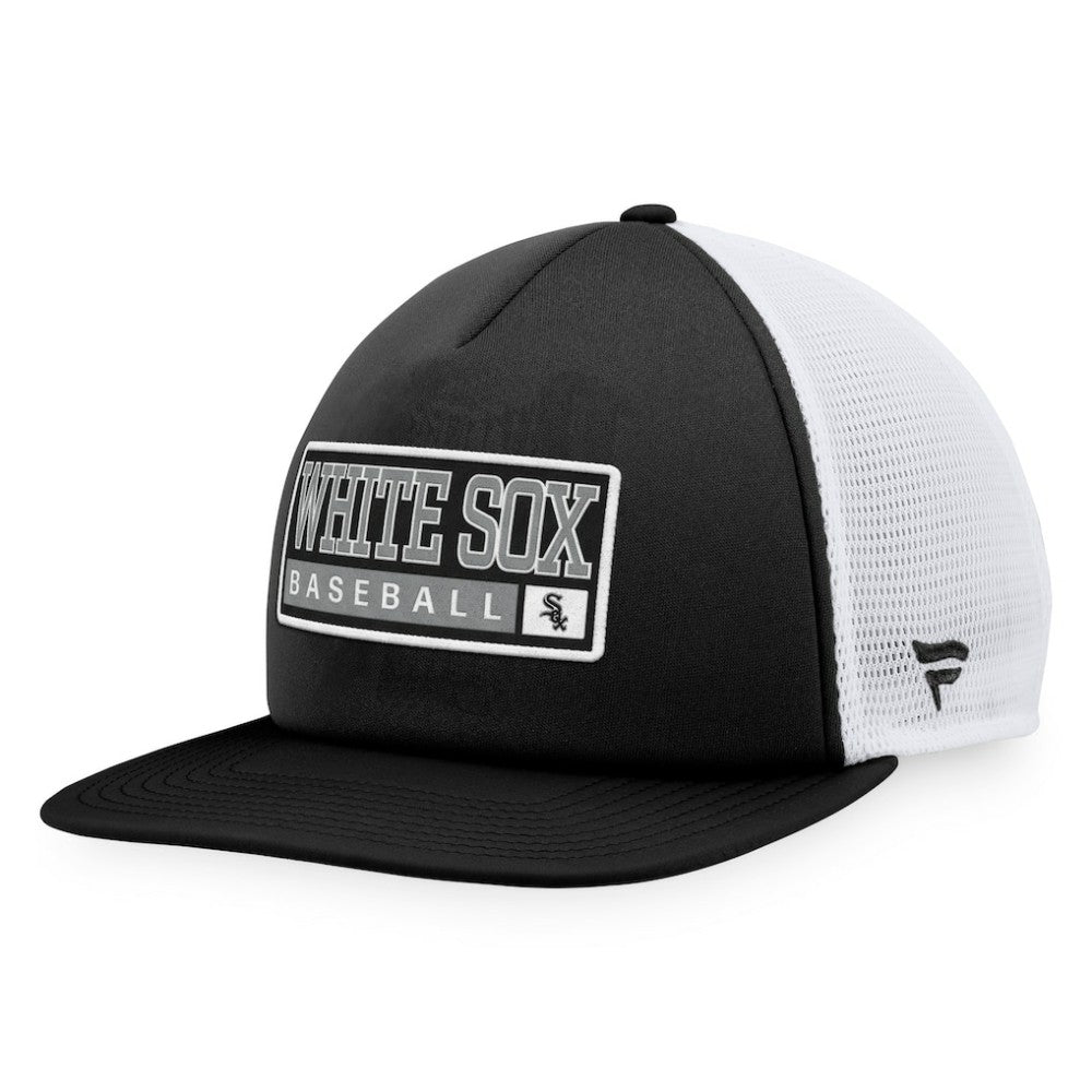 Chicago White Sox Majestic Foam Trucker Snapback Hat - Black/White