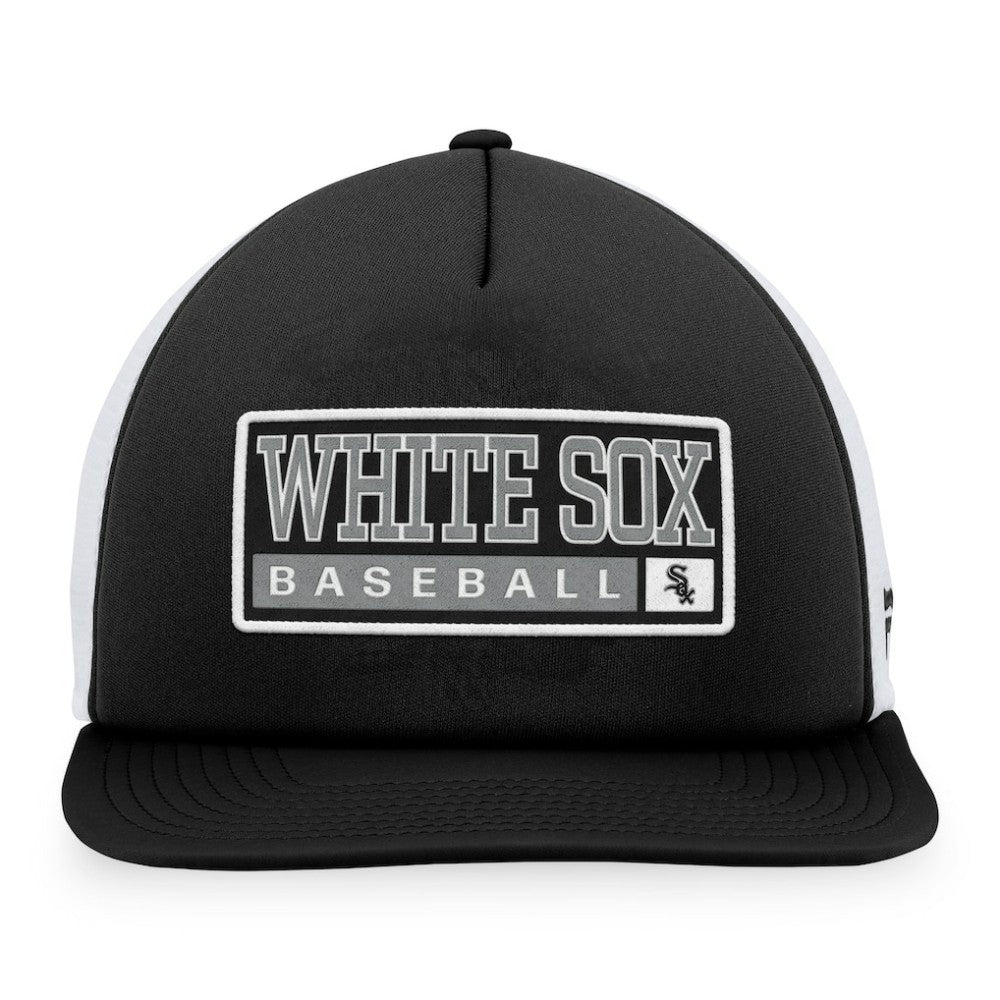 Chicago White Sox Majestic Foam Trucker Snapback Hat - Black/White