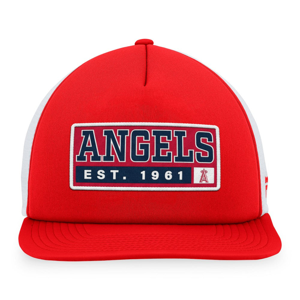 Los Angeles Angels Majestic Foam Trucker Snapback Hat - Red/White