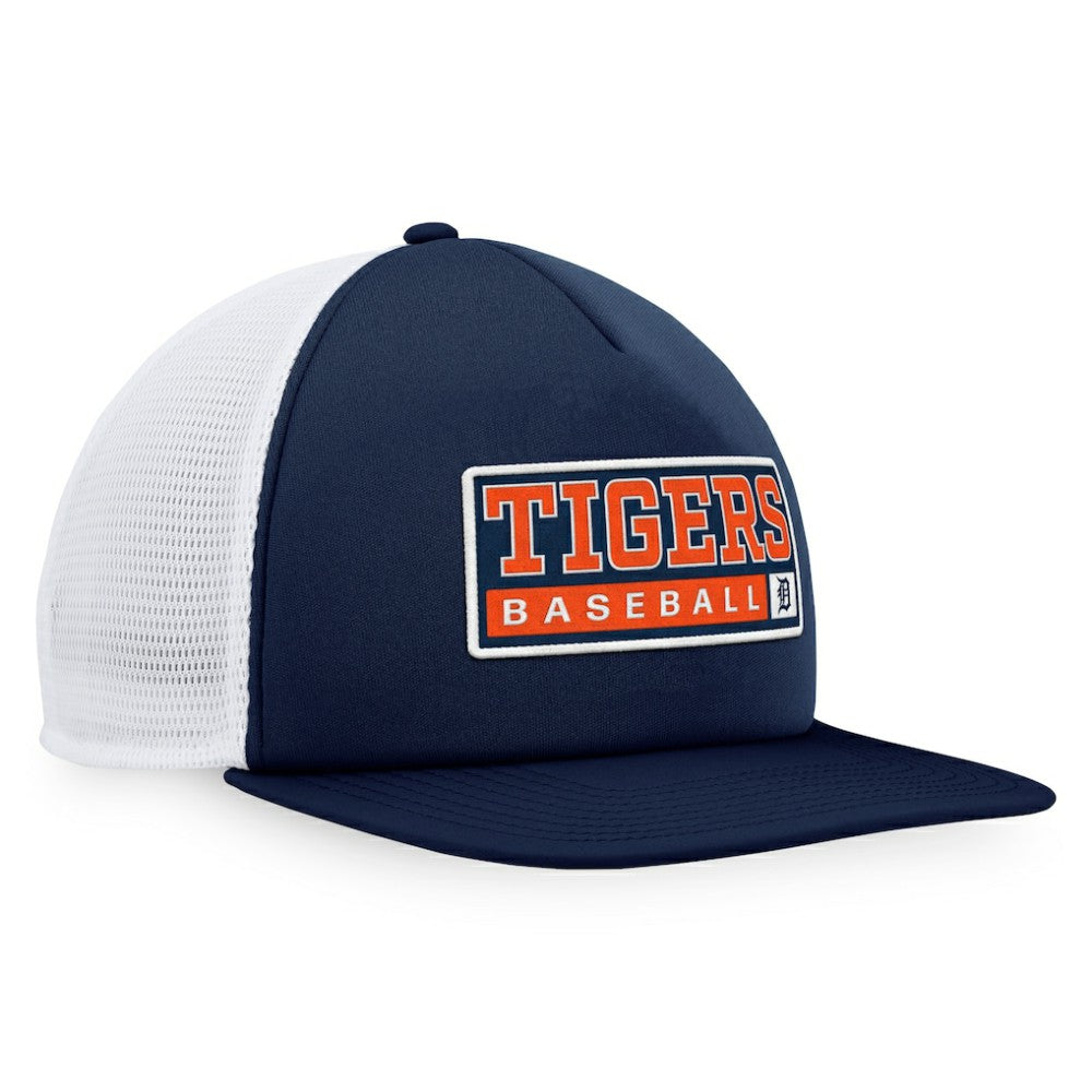Detroit Tigers Majestic Foam Trucker Snapback Hat - Navy/White