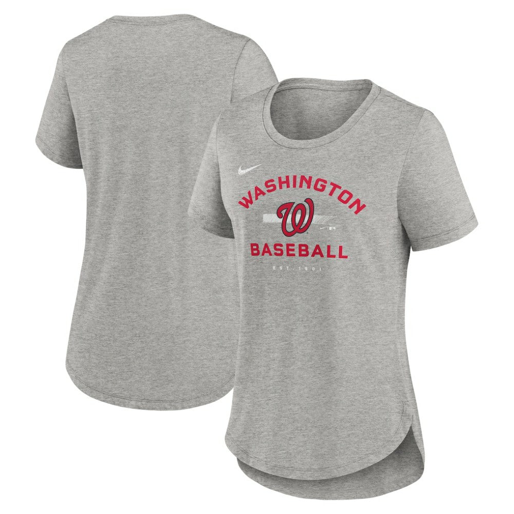 Washington Nationals Women's Hot Prospect Tri-Blend T-Shirt - Heather Gray | Nike