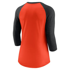 San Francisco Giants Women's Next Up Tri-Blend Raglan 3/4-Sleeve T-Shirt - Orange/Black | Nike