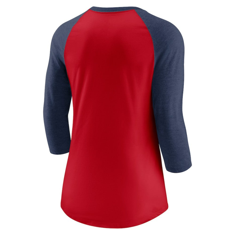 Cleveland Guardians Women's Next Up Tri-Blend Raglan 3/4-Sleeve T-Shirt - Red/Navy | Nike