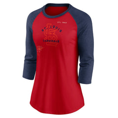 St. Louis Cardinals Women's Next Up Tri-Blend Raglan 3/4-Sleeve T-Shirt - Red/Navy | Nike
