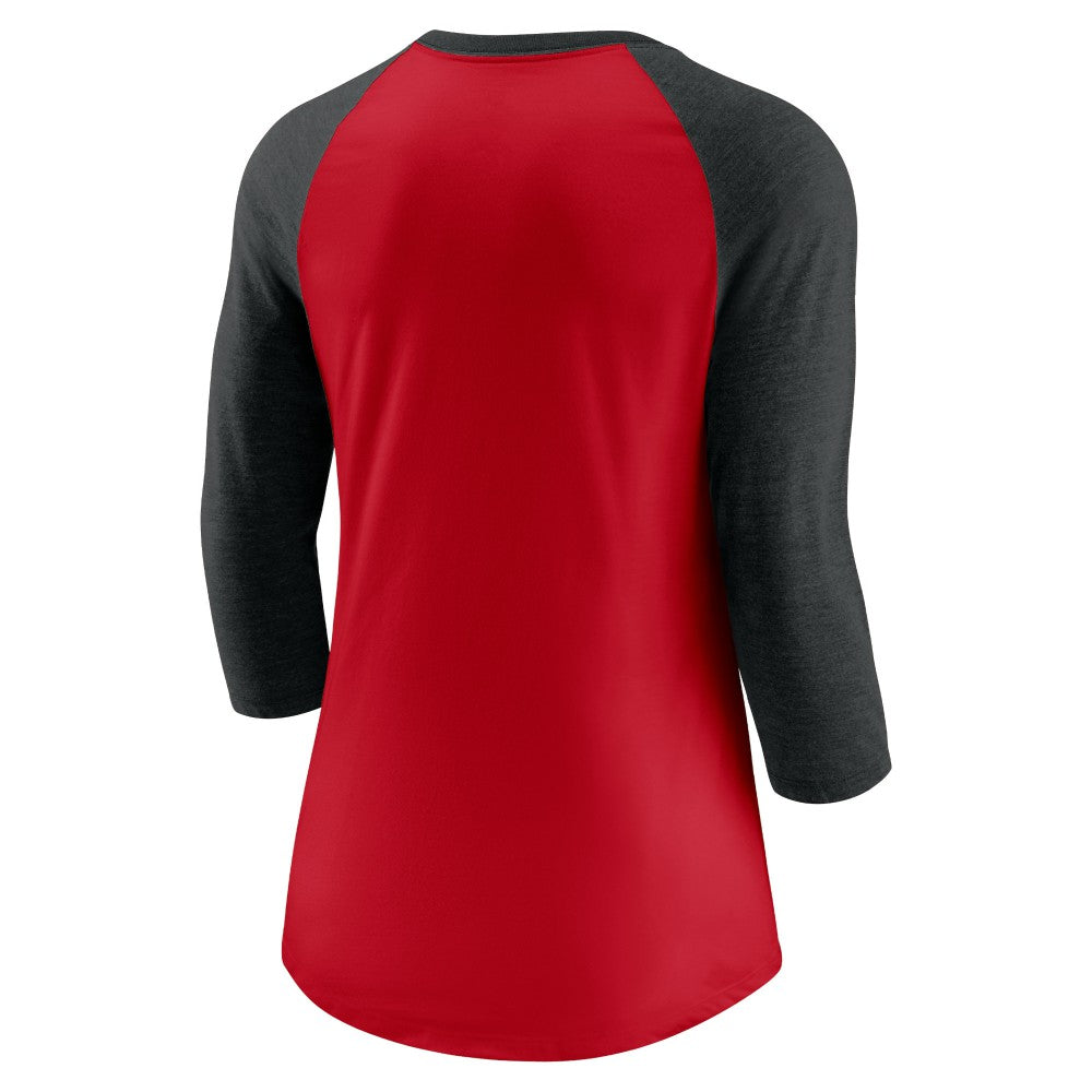 Cincinnati Reds Women's Next Up Tri-Blend Raglan 3/4-Sleeve T-Shirt - Red/Black | Nike