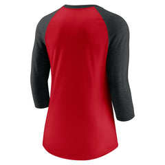 Cincinnati Reds Women's Next Up Tri-Blend Raglan 3/4-Sleeve T-Shirt - Red/Black | Nike
