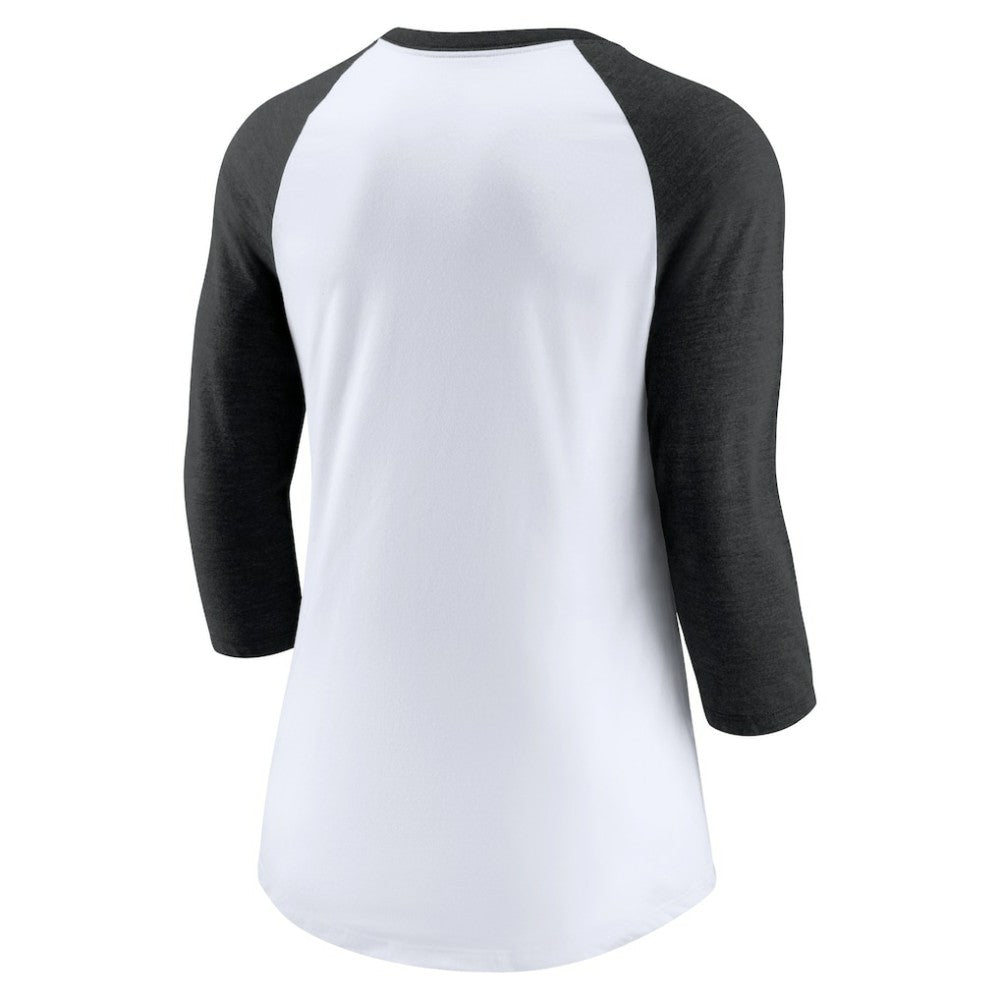 Chicago White Sox Women's Next Up Tri-Blend Raglan 3/4-Sleeve T-Shirt - White/Black | Nike