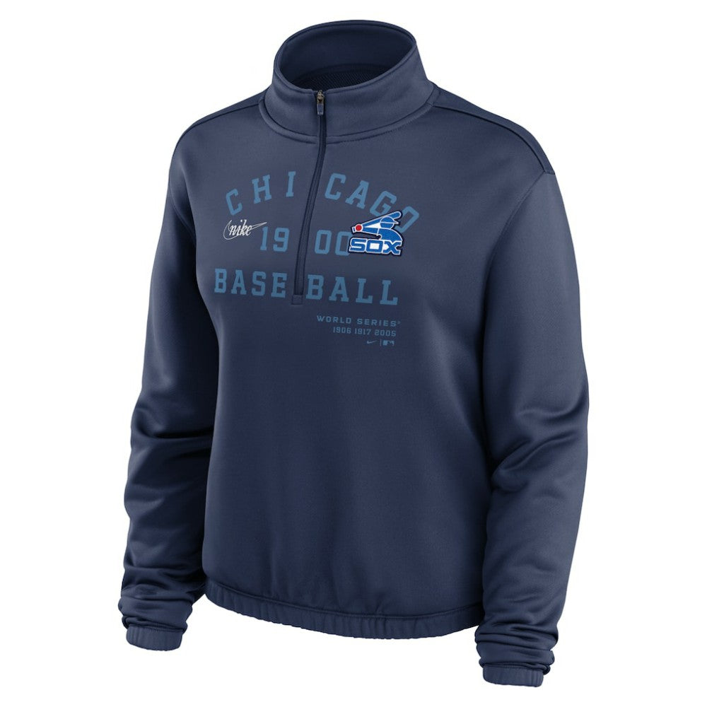 Chicago White Sox Women's Rewind Splice Half-Zip Semi-Cropped Bubble Hem Sweatshirt - Navy | Nike