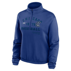 Chicago Cubs Women's Rewind Splice Half-Zip Semi-Cropped Bubble Hem Sweatshirt - Royal | Nike