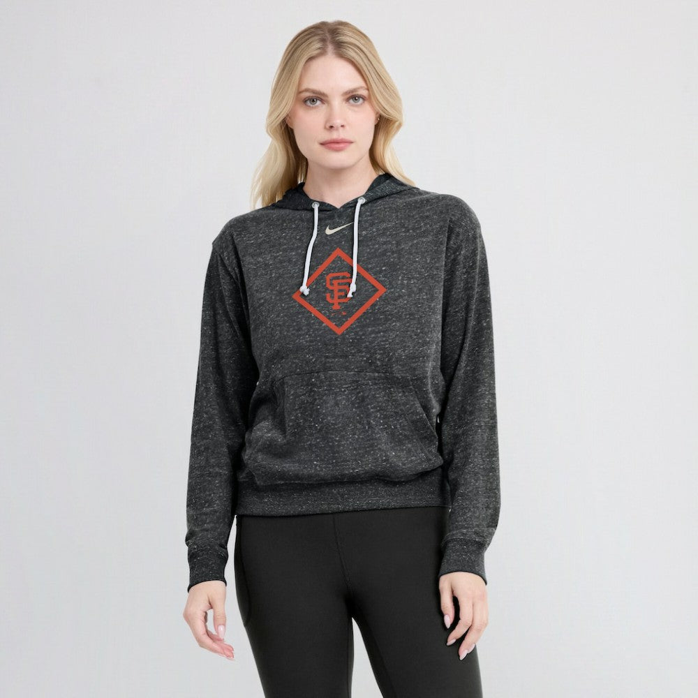 San Francisco Giants Women's Diamond Icon Gym Vintage Lightweight Hooded Top - Black | Nike