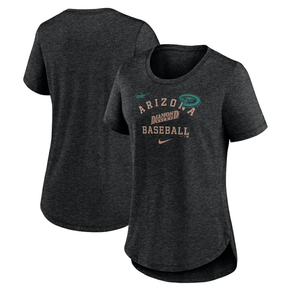 Arizona Diamondbacks Women's Rewind Arch Mix Tri-Blend T-Shirt - Heather Black | Nike