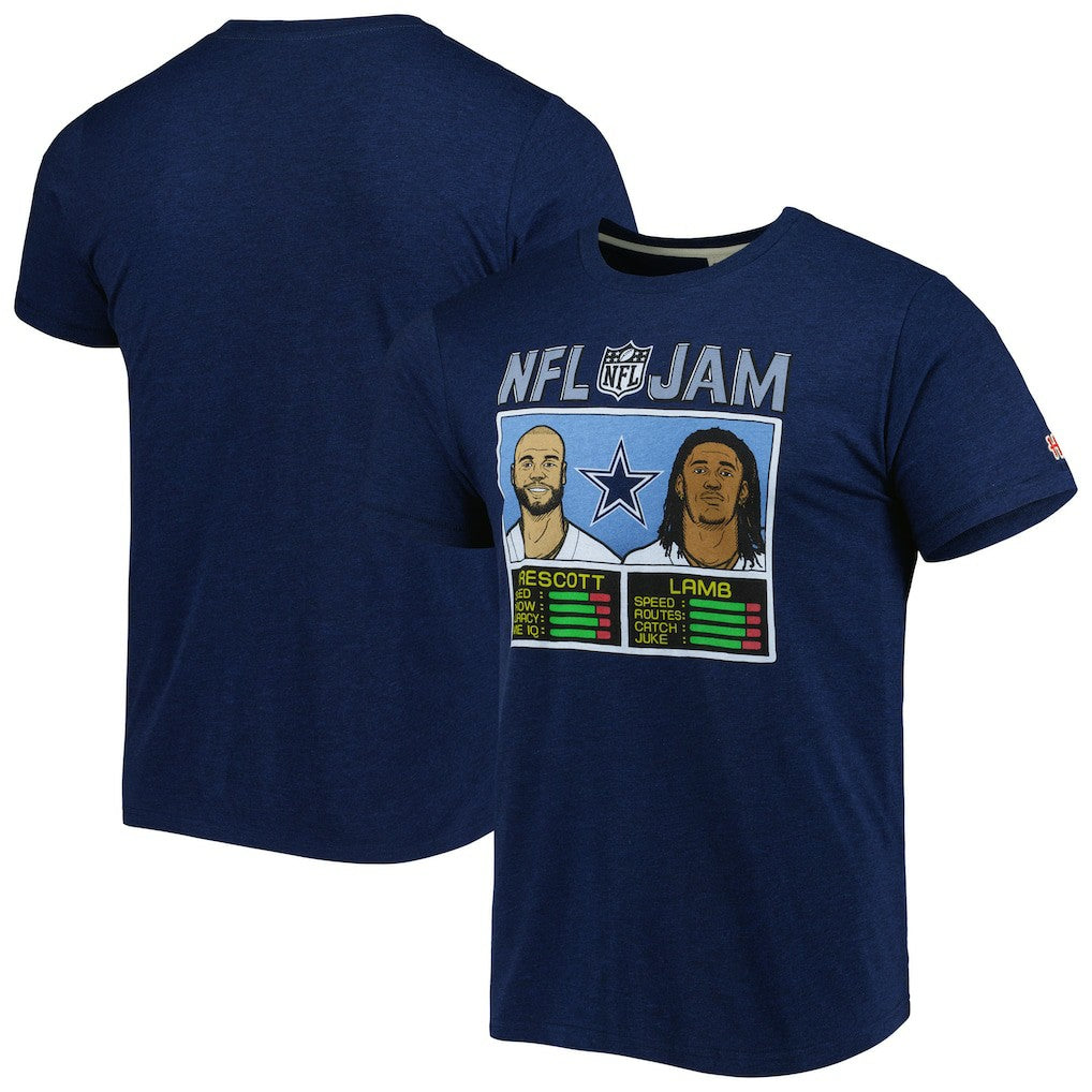 NFL Dallas Cowboys CeeDee Lamb & Dak Prescott  Homage Unisex NFL Jam Tri-Blend T-Shirt