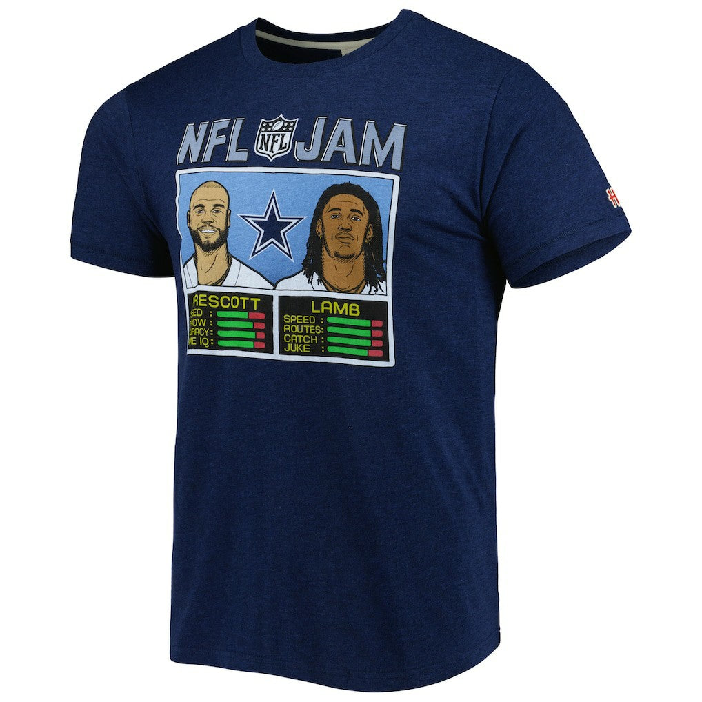 NFL Dallas Cowboys CeeDee Lamb & Dak Prescott  Homage Unisex NFL Jam Tri-Blend T-Shirt